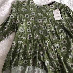 New with tags: Green floral zara blouse